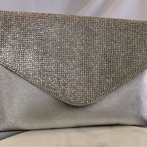 Bagley Mishka silver clutch